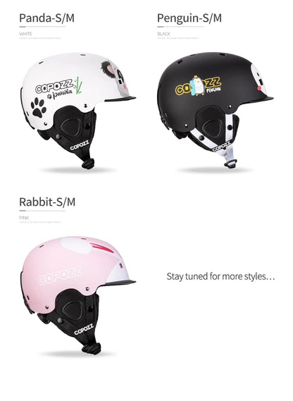 COPOZZ Cartoon Kids Children Ski Helmet Integrally-molded Outdoor Sports Protection Snowboard Helmet Women Skiing Equipment