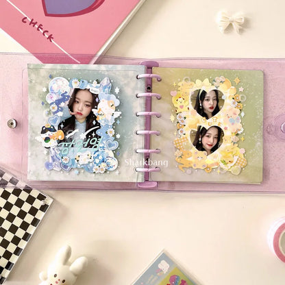 Sharkbang A7 Square Loose Leaf Diary Notebook Glitter Journals Agenda Planner PVC Binder Goo Card Book Gift Set Stationery
