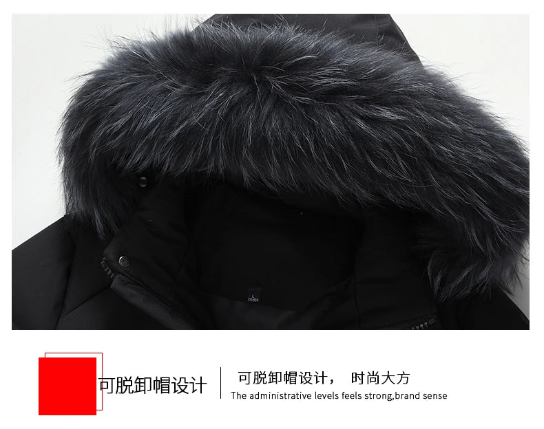 2022 New Men Thickened Down Jacket -30 Winter Warm Down Coat Jacket Men Fashion Long White Duck Hooded Down Parkas Plus Size 4XL