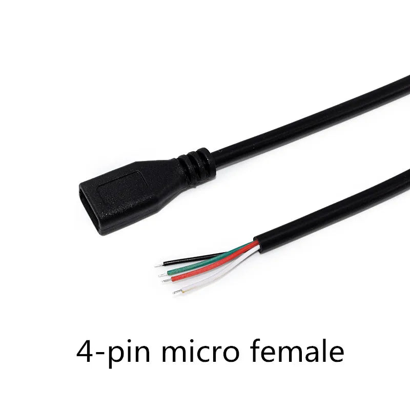 1/2/5Pcs 2Pin 4Pin Micro USB Charger Connector USB 2.0 Type A Male Female Power Supply Extension Cable Wire DIY Data Line