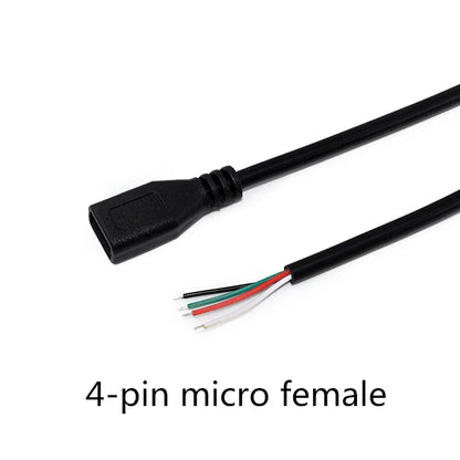 1/2/5Pcs 2Pin 4Pin Micro USB Charger Connector USB 2.0 Type A Male Female Power Supply Extension Cable Wire DIY Data Line