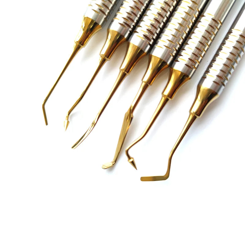 6pcs/set Dental Composite Resin Filling Spatula Titanium Plated Head Resin Filler Thick Handle Dentistry Instrument Material