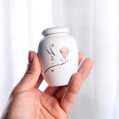 Mini White Ceramic Pet Ashes Urn Cremation Ash Holder Small Animal Pet Parrot Bird Funeral Memorial Casket Burial Urns Gift
