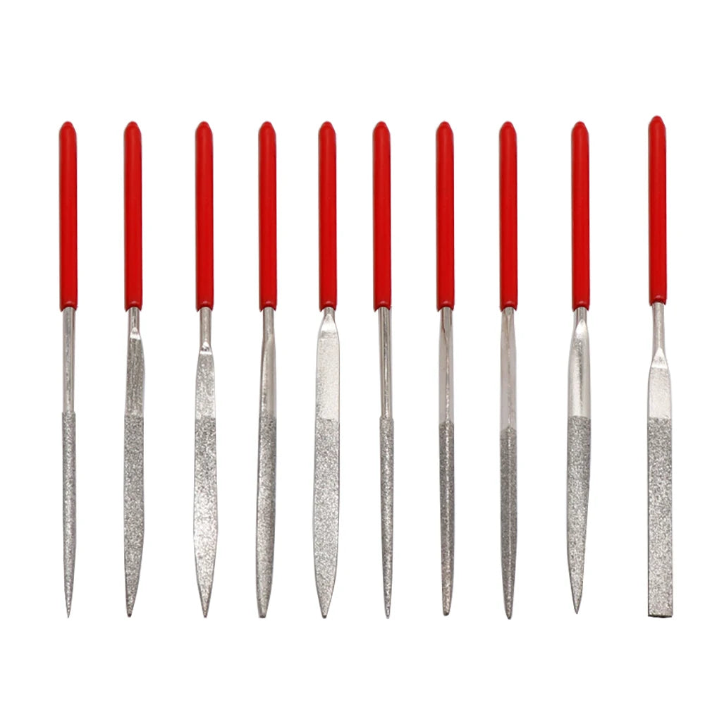 140mm 10PCS Diamond Mini Needle File Set Hand Tools for Ceramic Glass Gem Stone Hobbies and Crafts 3D Print Model Polish