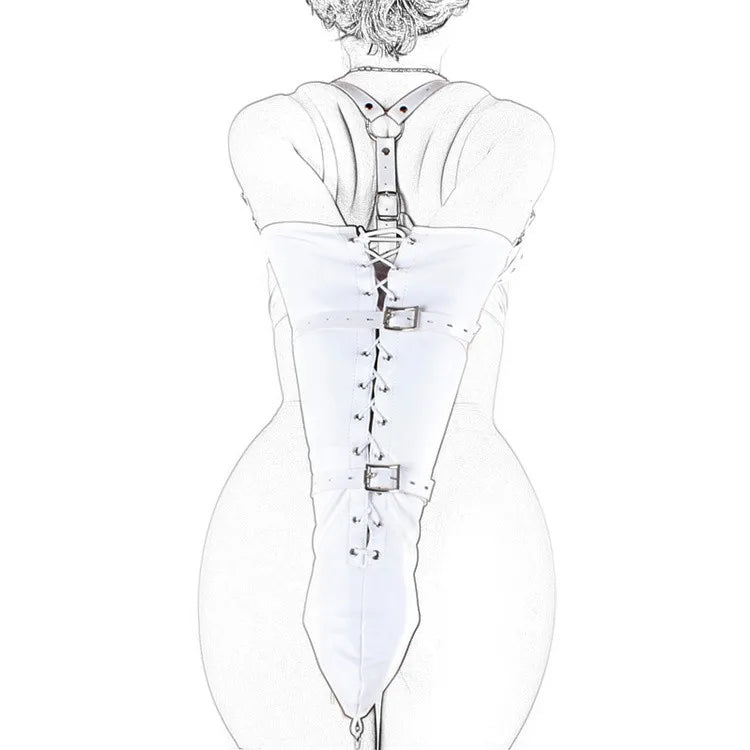 SM Sexy Restraint Arm Binder Behind Back Straight Jacket Leather Armbinder Slave Lockable Bondage Shoulder Straps Club Role play