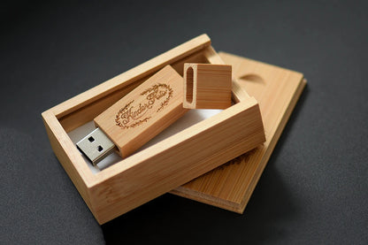 JASTER Free Custom Logo Photography Wedding Gift USB Flash Drive 128GB Wooden 64GB Box Pen Drive Maple Memory Stick 32GB 4G 16GB