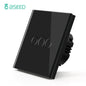 BSEED Touch Light Switch With EU USB Wall Sockets Black Wall Led Switches 1/2/3Gang 1Way Crystal Dark Blue Backlight Wall Switch