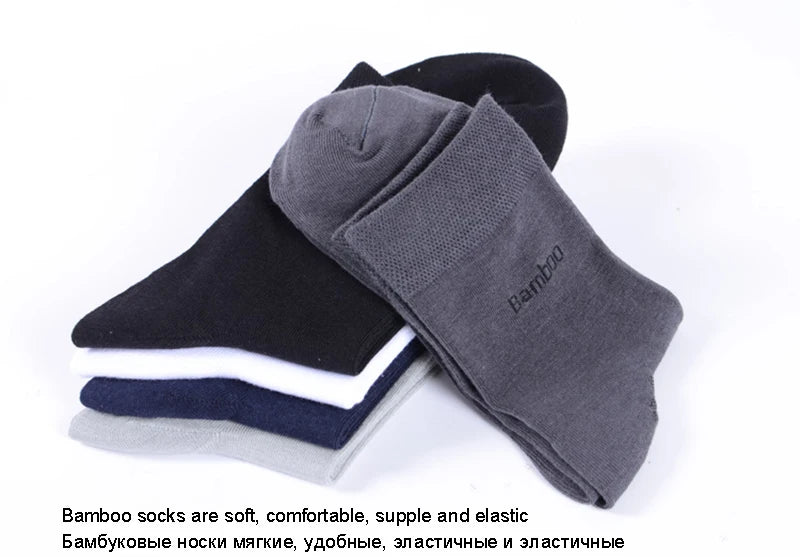 10Pairs/Lot Men Bamboo Socks Brand Comfortable Breathable Casual Business Men's Crew Socks High Quality Guarantee Sox Male Gift