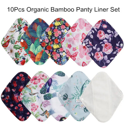 10Pcs Reusable Pads Bamboo Charcoal Pads Sanitary Pads Washable Panty Liner Mama Maternity Menstrual Cotton Pads