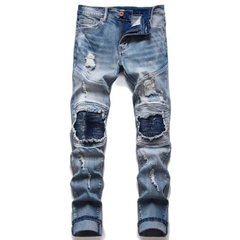 2022 New Fashion Mens Biker Jeans Punk Style Men Cargo Denim Pants  Zipper Pocket Motorcycle Jeans Male Pantalones Hombre