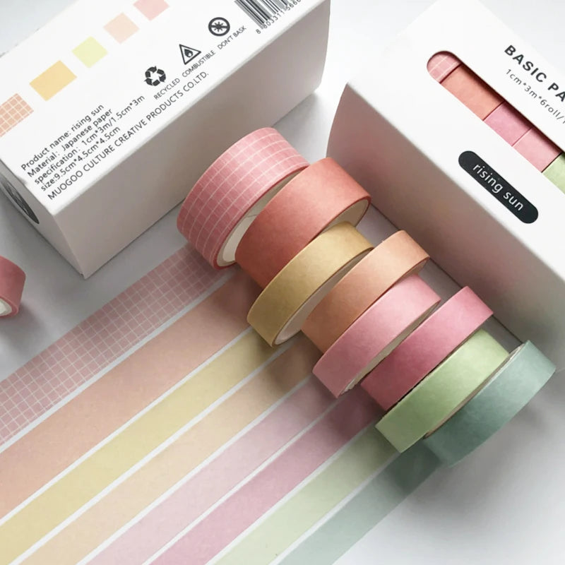 JIANWU 8pcs/set Retro Solid Color Basic Decoration Washi Tape Set DIY Scrapbook Cute Sticker Kawaii Masking Tape School Supplies