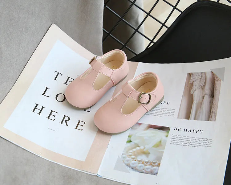 Spring Autumn Kids Shoes T Strap Leather Shoes For Girls Boys Non-slip Toddlers Mary Janes Baby Children Buckle Strap Flats