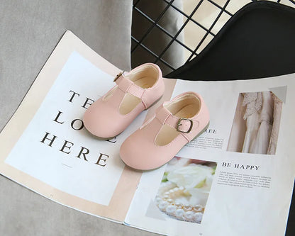 Spring Autumn Kids Shoes T Strap Leather Shoes For Girls Boys Non-slip Toddlers Mary Janes Baby Children Buckle Strap Flats
