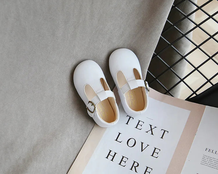 Spring Autumn Kids Shoes T Strap Leather Shoes For Girls Boys Non-slip Toddlers Mary Janes Baby Children Buckle Strap Flats