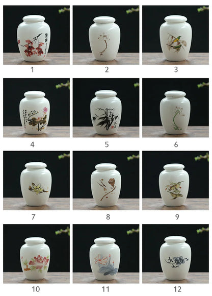 Mini White Ceramic Pet Ashes Urn Cremation Ash Holder Small Animal Pet Parrot Bird Funeral Memorial Casket Burial Urns Gift