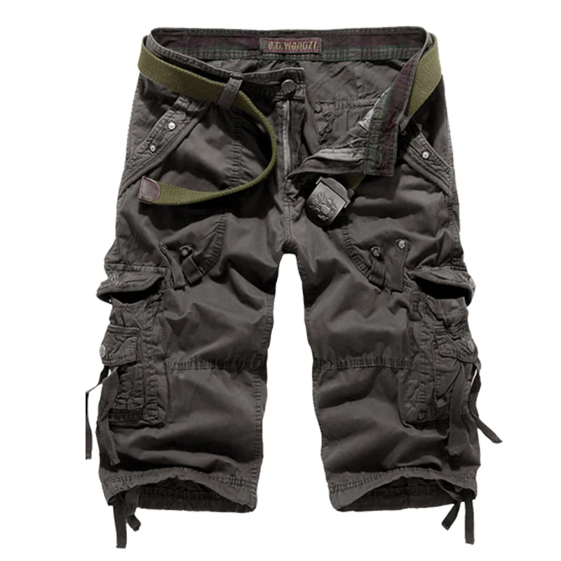 2025 Summer New High Quality Cargo Shorts Men Casual Workout Military Men's Shorts Multi Pocket Knee Length Short Pants