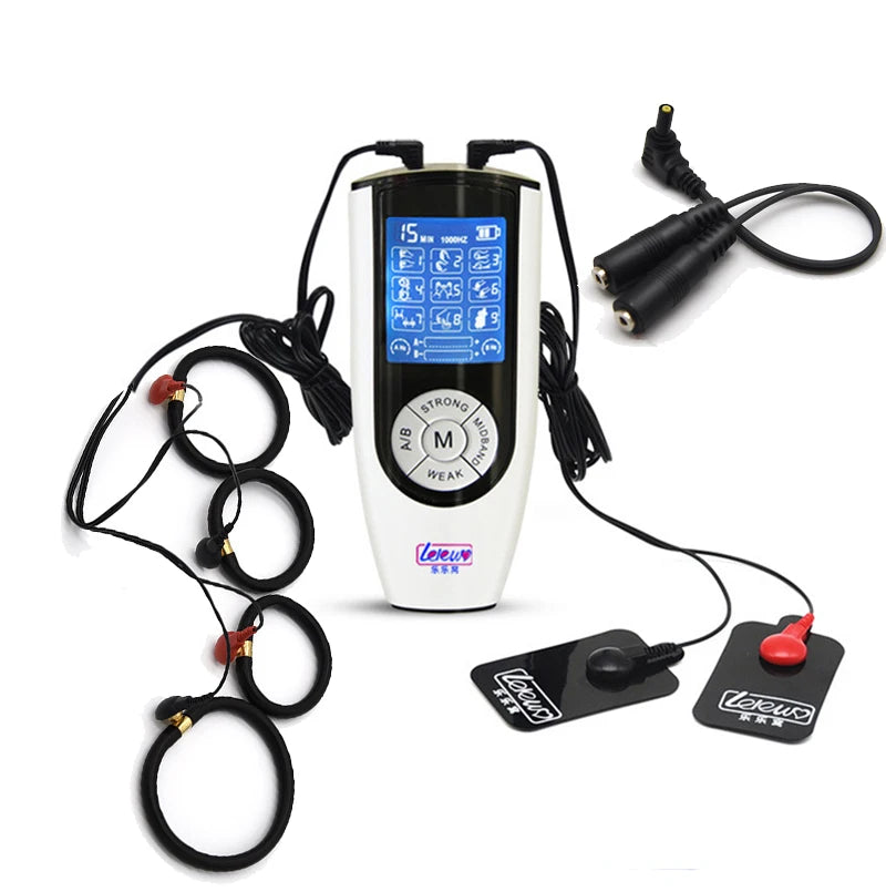 Electro Shock E-Stim Estim Kit Conductive Bands Penis Ring Extender Enlarger,Male Masturbator Cock Ring,BDSM Toys