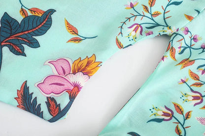Boho Queens Vintage Peacock Floral Print Sashes Beach Kimono Women Bohemian Wrap Batwing Sleeves Holiday Bikini Cover-ups