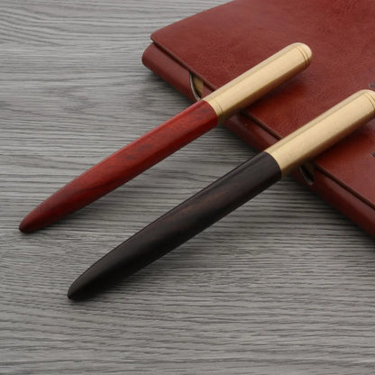 High Quality Copper WOOD RollerBall Pen brass Ebony spinning Red gold BALL POINT PEN Stationery Office school supplies Writing