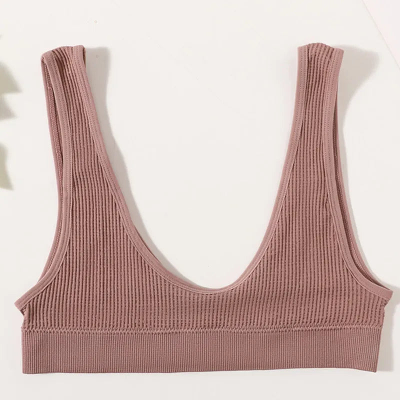 Women Push-Up Bra Small Cup Non-wire Bralette U-Neck Ribbed No-Pad Underwear Multiple Colors Crop Top Ladies Sexy Lingerie M-XL
