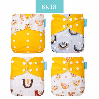 Happyflute New Desig Hot Sale 4Pcs OS Pocket Diaper Washable&Reusable Absorbent Ecological Diaper Cover Adjustable Baby Nappy