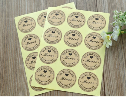 GANSSIA 100pcs/lot "Fait Main avec Amour" Thank you Round Seal Sticker Paper Adhesive Stickers for Bakery& Gift Packing(ss-1143)
