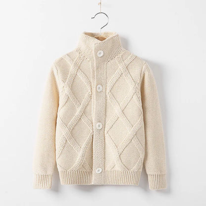 Winter Boys Sweater Kid Thick Knitted Bottoming Turtleneck Shirts Solid High Collar Cardigan High Quality Children Sweater