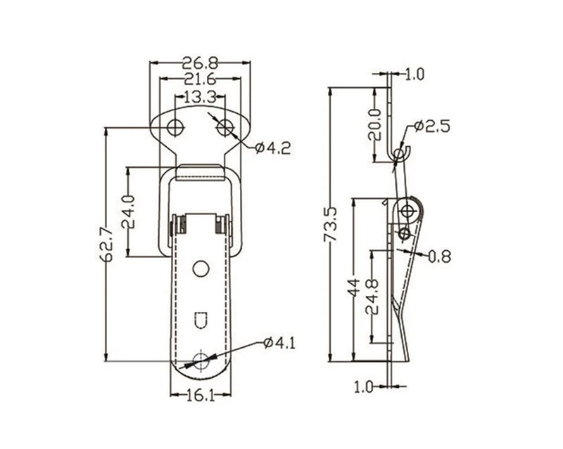 KAK Cabinet Boxes Spring Loaded Latch Catch Toggle Hasp Mild Steel Hasp For Sliding Door Simple Window Hardware Tool Box Lock