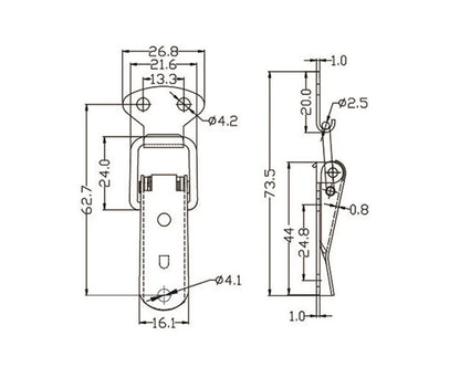 KAK Cabinet Boxes Spring Loaded Latch Catch Toggle Hasp Mild Steel Hasp For Sliding Door Simple Window Hardware Tool Box Lock