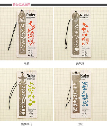 4 pcs/lot Cute Kawaii Creative Horse Birdcage Hollow Metal Bookmark Ruler For Student Gift School Supplies
