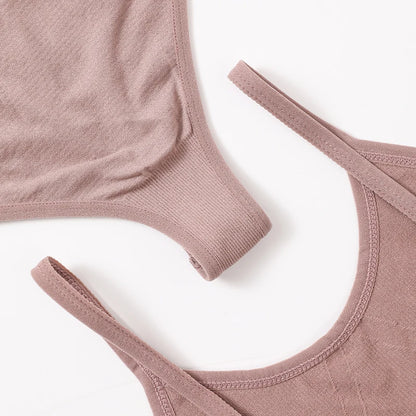 Women Seamless Bra And Panties Set U-Back Bralette Top Comfort Breathable Briefs Ribbed Sexy Lingerie Sports Underwear Set