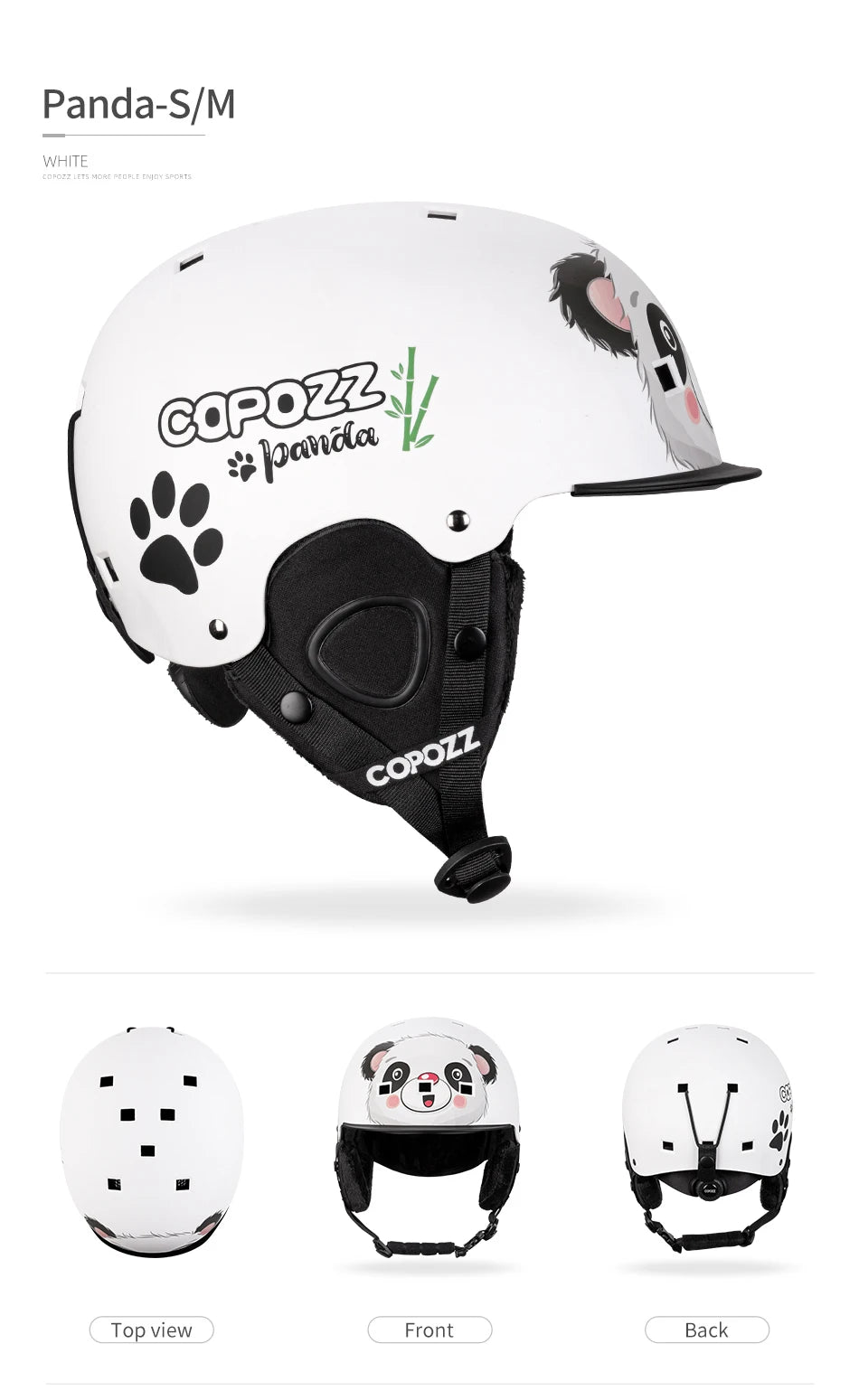 COPOZZ Cartoon Kids Children Ski Helmet Integrally-molded Outdoor Sports Protection Snowboard Helmet Women Skiing Equipment