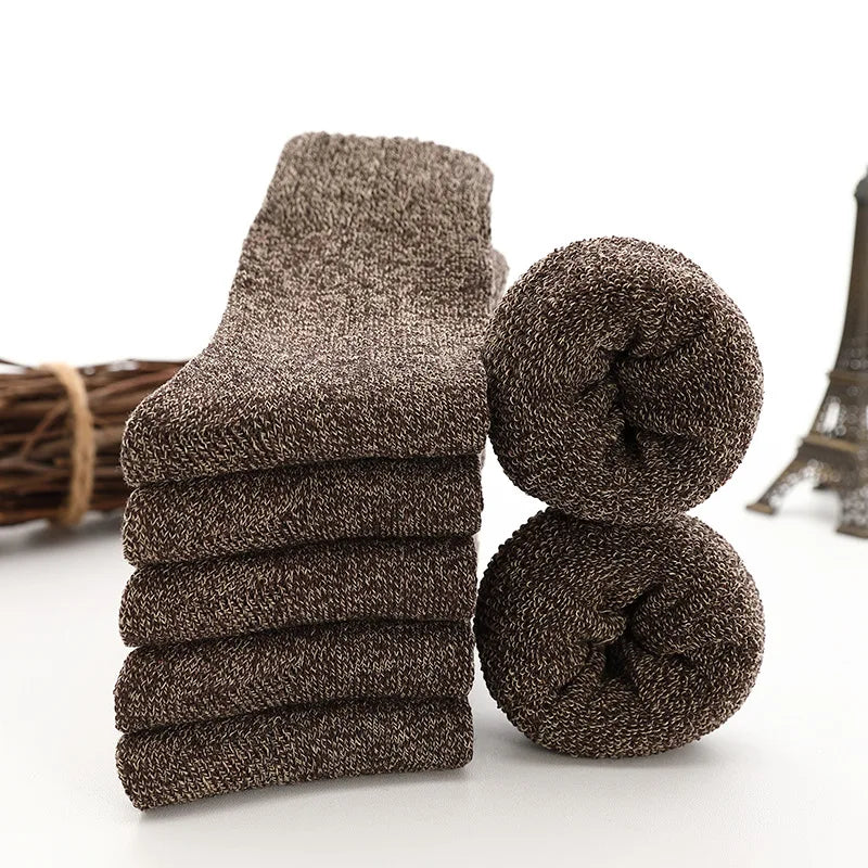 5 Pairs Thicken Socks Men High Quality Towel Keep Warm Winter Socks Cotton Christmas Gift Socks For Man Thermal Size 38-45