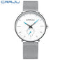 CRRJU New Watches Mens 2019 Man Fashion Simple Stainless Steel Blue Thin Watch For Men Luxury Casual Waterproof Quartz Clock