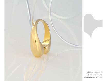 Yhpup Stainless Steel Geometric Open Ring Fashion Golden Metal Finger for Women Minimalist Statement Jewelry Party Gift