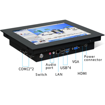 10 12 15 Inch industrial all in one pc computer with resistive touch screen panel pc built-in wifi rs232 com win10 pro 1024*768