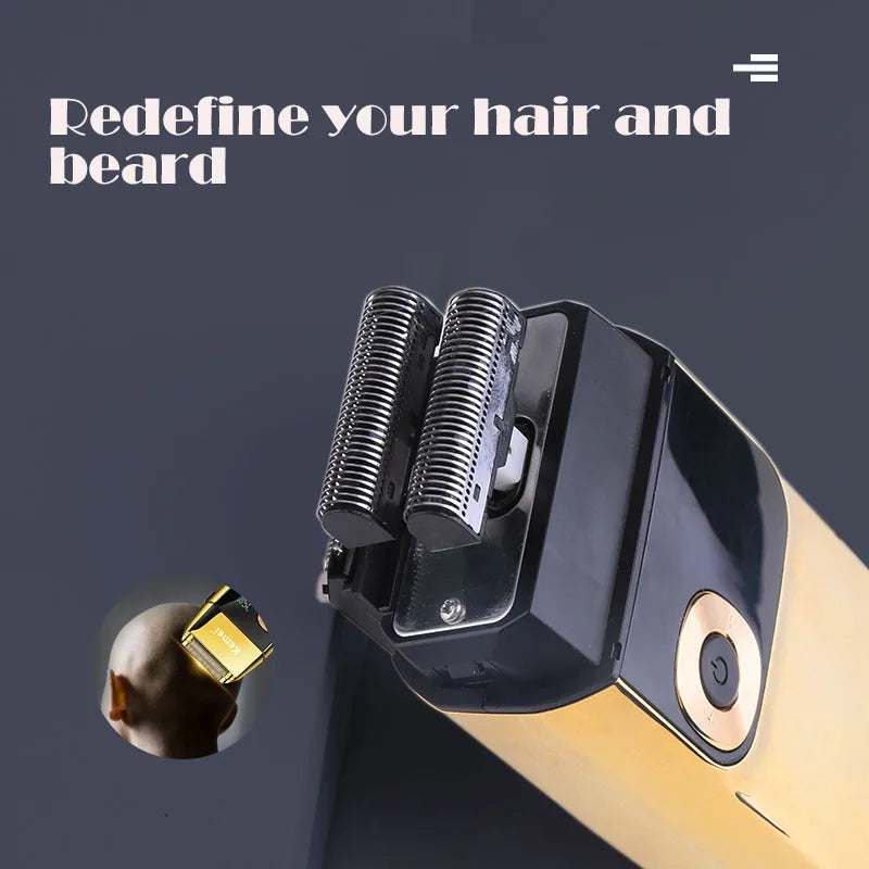 Kemei 2 in 1 Electric Shaver Men Electric Razor Rechargeable Beard Shaver Floating Hair Trimmer Face Care Beard Shaving Machine