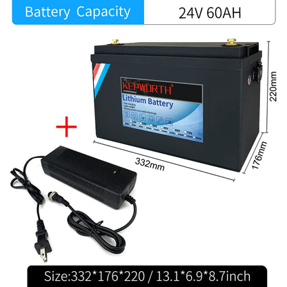 12V/24V LiFePO4 Battery with BMS - 30/50/100/120/135/300Ah for Golf Cart, Solar, RV, EV - Long Lifespan