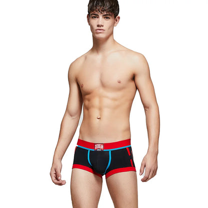 SEOBEAN Men's Low-Rise Boxer Briefs Cotton Underwear Soft Breathable Comfortable Shorts for Daily Casual Wear