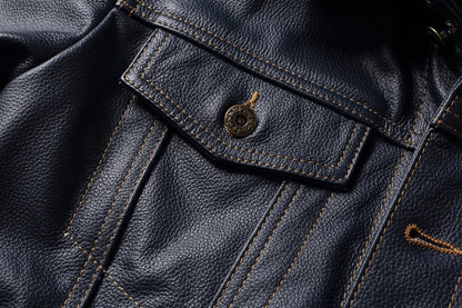 CC Shop Top.Y2K new classic casual slim fit genuine leather coat.quality fashion cowhide jacket.Young popular 557 style Denim