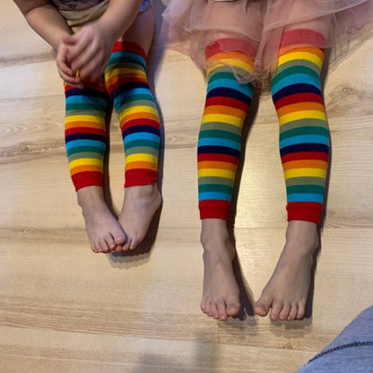 Baby Leg Warmers Girl Cotton Socks Children Rainbow Striped Crawling Knee Pads Colorful Knitted Leggings Winter Soft Sock