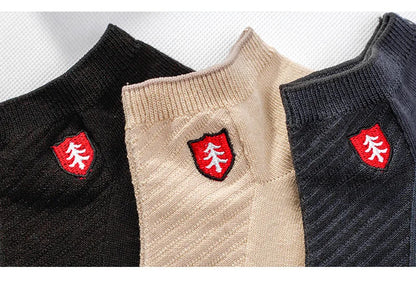 3/5Pairs High Quality Bamboo Fiber Men‘s And Women Socks Embroidery Boat Ankle Socks Men Gifts Spring Summer Socks