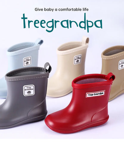 Child Boy Rubber Rain Shoes Girls Boys Kid Ankle Rain Boots Waterproof Shoes Round Toe Water Shoes Soft Toddler Rubber Shoes