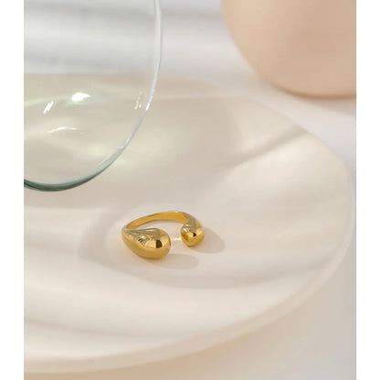 Yhpup Stainless Steel Geometric Open Ring Fashion Golden Metal Finger for Women Minimalist Statement Jewelry Party Gift