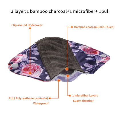 10Pcs Reusable Pads Bamboo Charcoal Pads Sanitary Pads Washable Panty Liner Mama Maternity Menstrual Cotton Pads