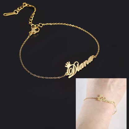 Sipuris Custom Name Bracelets With Crown For Women Stainless Steel Customized Personalized Unique Bracelet Jewelry Gifts