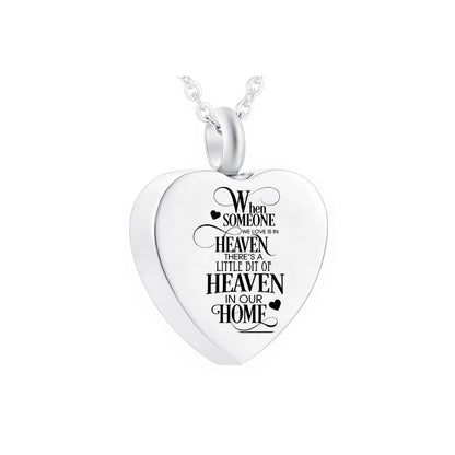 Heart-shaped silver cremation jewelry pendant necklace, ashes or hair commemorative ashes urn necklace / Mom and Dad