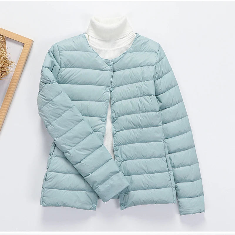Ultra Thin Down Jacket Women Pink Womens Lightweight Down Jackets Ultra Light White Coat Warm Short Jackets Women