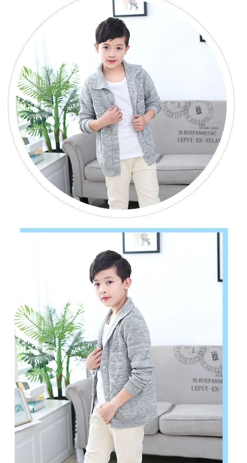 Winter Boys Sweater Kid Thick Knitted Bottoming Turtleneck Shirts Solid High Collar Cardigan High Quality Children Sweater
