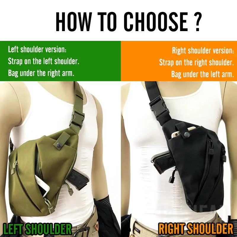 Multifunctional Concealed Tactical Storage Gun Bag Holster Men's Left Right Nylon Shoulder Bag Anti-theft Bag Chest Bag Hunting